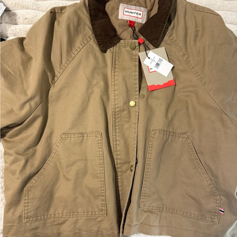 Hunter Women's Khaki Utility Jacket with Brown Corduroy Collar - Picture 6 of 14